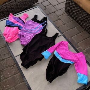 4 Colorful Gymnastics Leotards Set